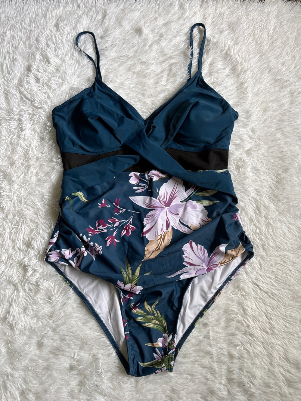 New In Packaging Zando Mesh Floral One Piece Swimsuit Size L